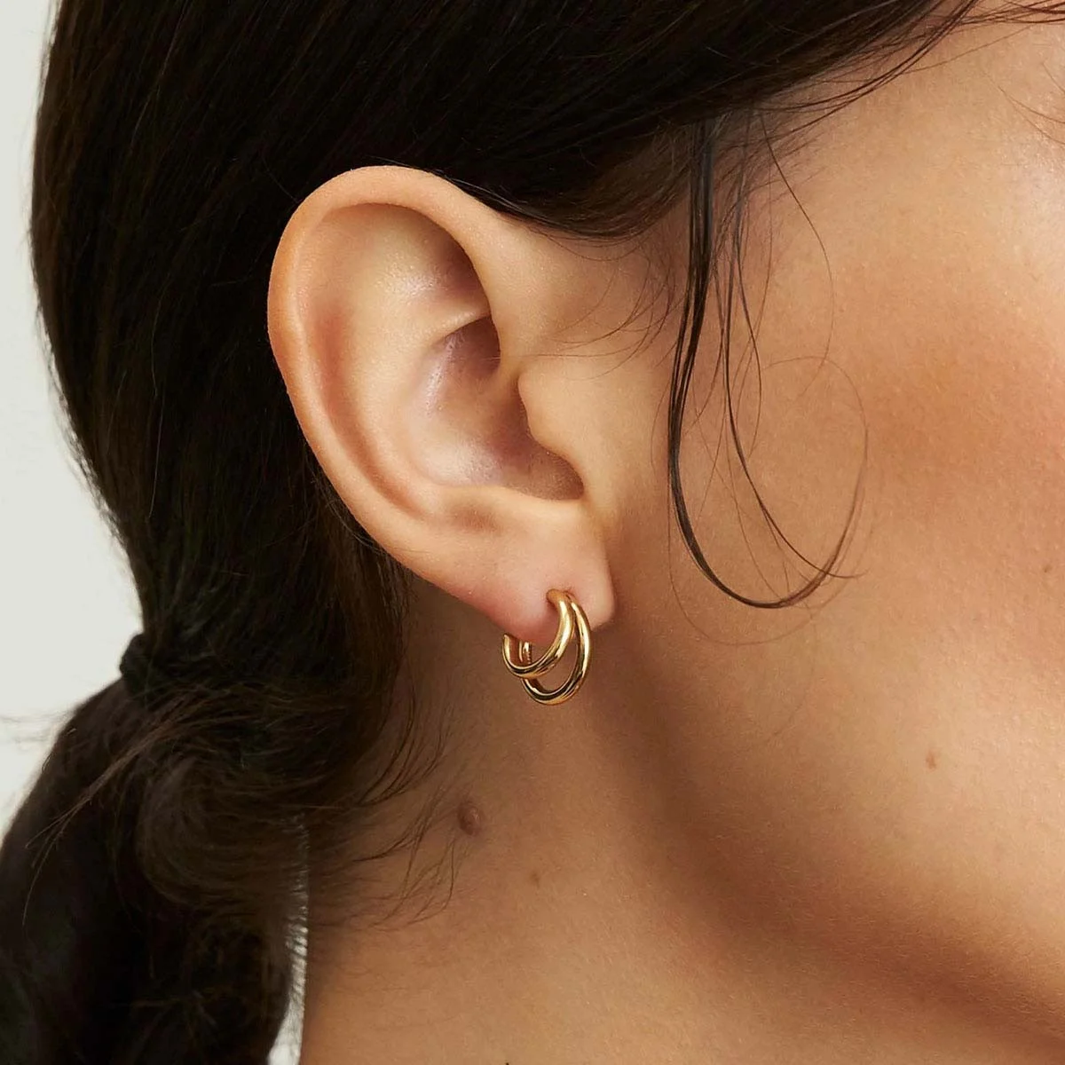 Boucles d'Oreilles Rosefield "Double Hoops Gold" - JEDHG-J575 – Image 2
