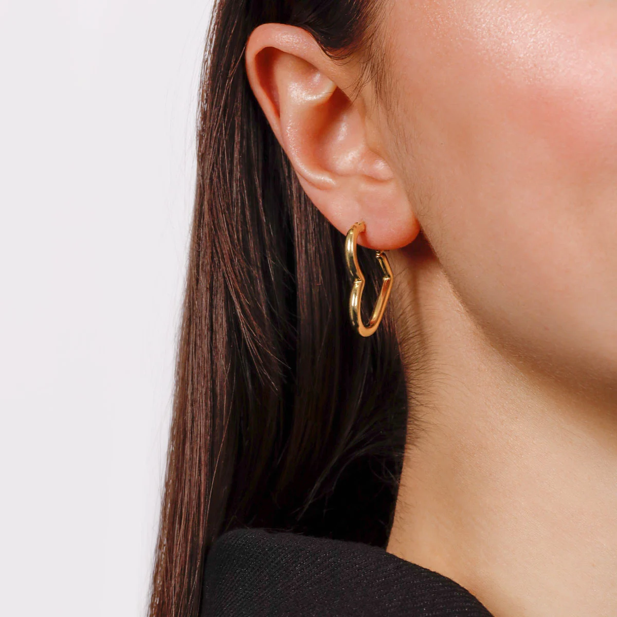 Boucles d'Oreilles Rosefield "Heart Hoops Gold" - JEHHG-J579 – Image 2