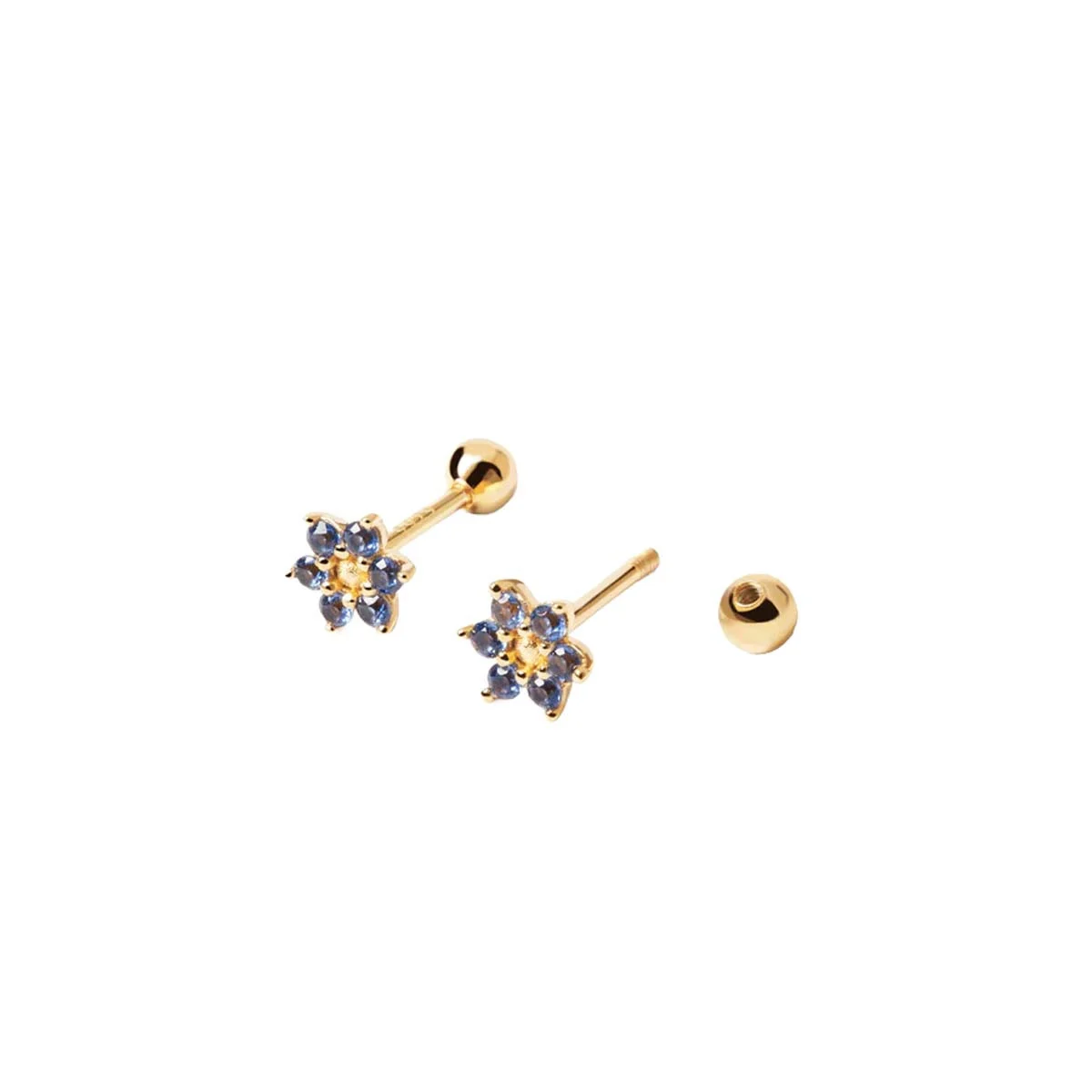PDPAOLA Boucles d'Oreilles - Indigo Peony - en argent plaqué or - AR01-348-U