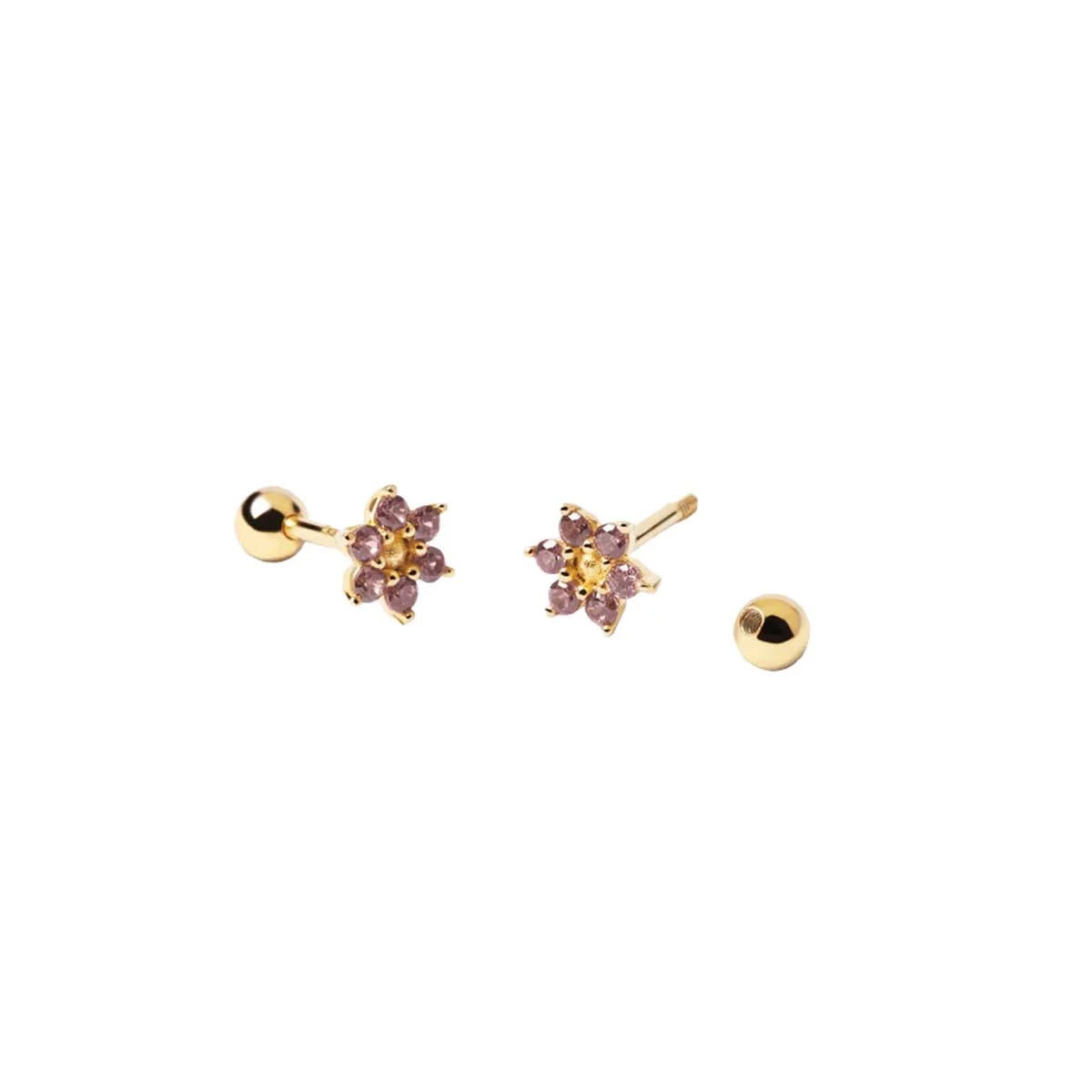 PDPAOLA Boucles d'Oreilles - Rose Peony - en argent plaqué or - AR01-284-U
