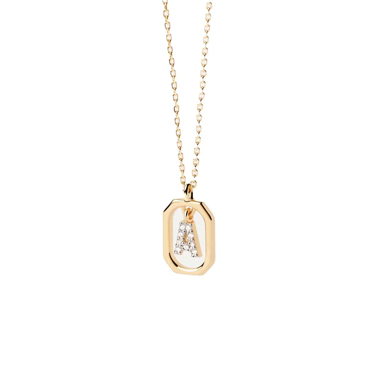 PDPAOLA Collier en argent plaqué or - Mini Lettre A - CO01-512-U
