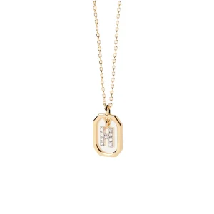 PDPAOLA Collier en argent plaqué or - Mini Lettre H - CO01-519-U