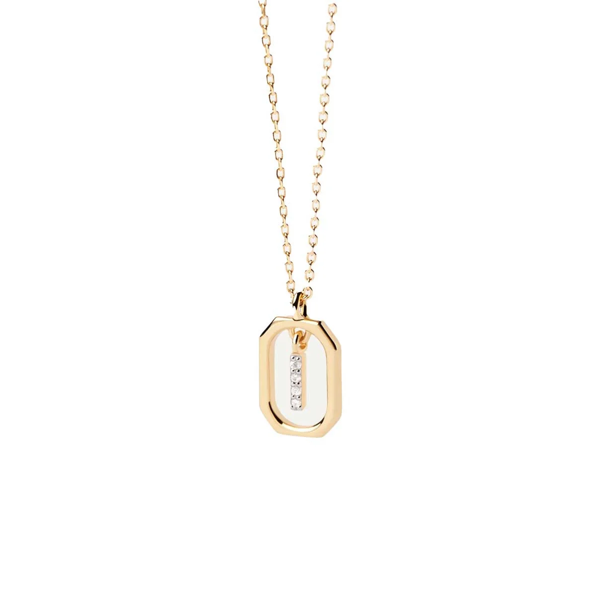 PDPAOLA Collier en argent plaqué or - Mini Lettre I - CO01-520-U