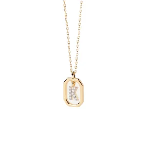 PDPAOLA Collier en argent plaqué or - Mini Lettre K - CO01-522-U