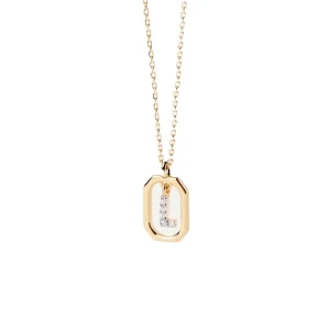PDPAOLA Collier en argent plaqué or - Mini Lettre L - CO01-523-U