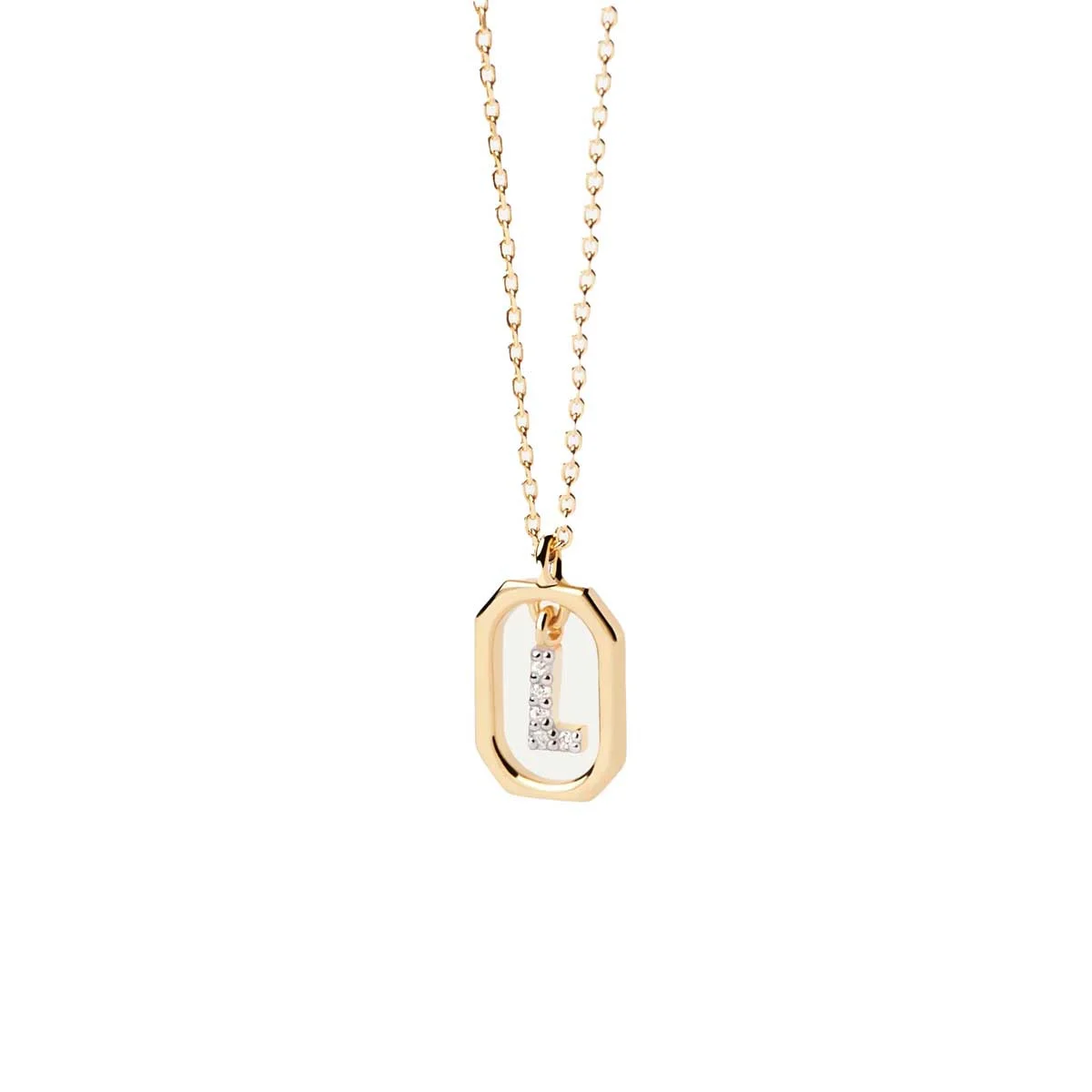PDPAOLA Collier en argent plaqué or - Mini Lettre L - CO01-523-U