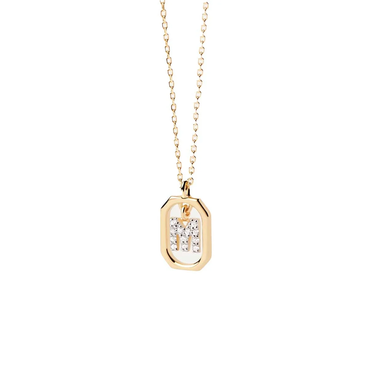 PDPAOLA Collier en argent plaqué or - Mini Lettre M - CO01-524-U