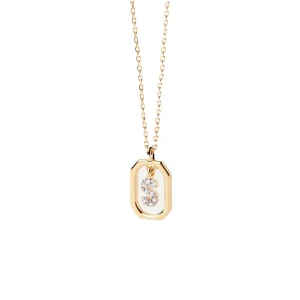 PDPAOLA Collier en argent plaqué or - Mini Lettre S - CO01-530-U