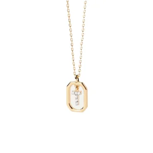 PDPAOLA Collier en argent plaqué or - Mini Lettre T - CO01-531-U