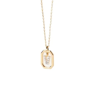 PDPAOLA Collier en argent plaqué or - Mini Lettre V - CO01-533-U