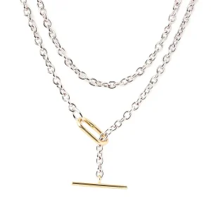 PDPAOLA Collier en argent rhodié - Long Beat Chain - CO02-624-U